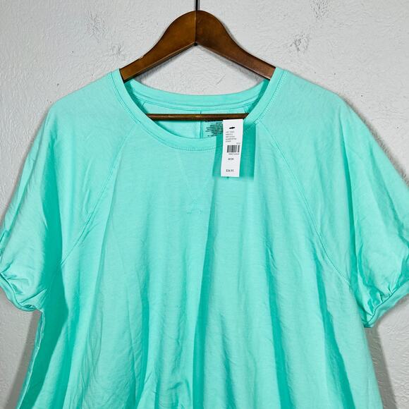 NEW! Lane Bryant Livi Activewear Henley Crop Tee Cuffed Mint Green - 22/24 - Picture 3 of 5
